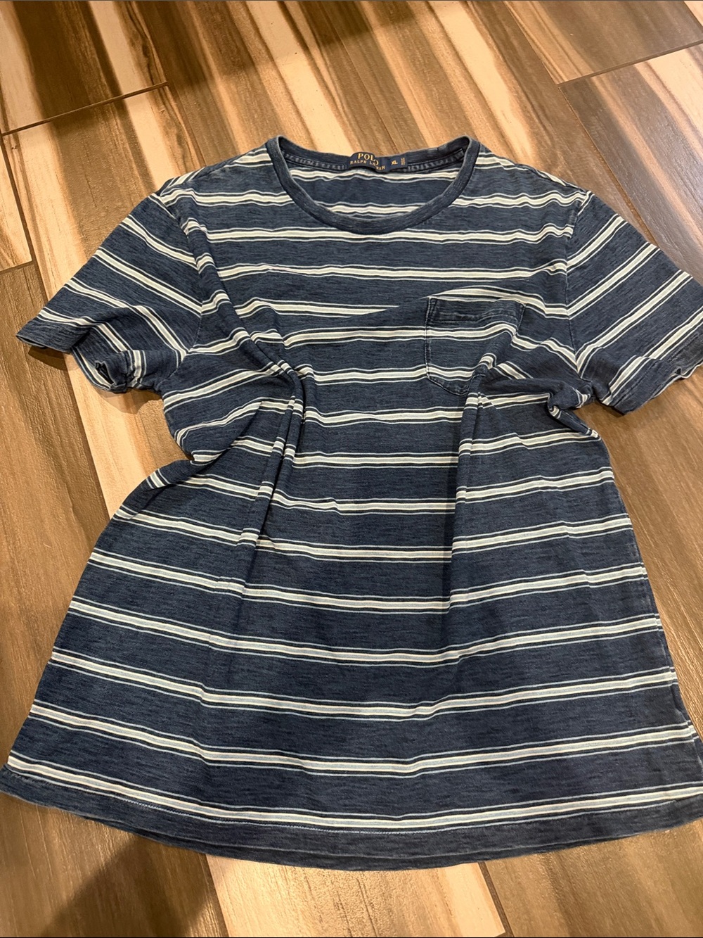 Polo by Ralph Lauren Navy and White Striped Pocket Tee